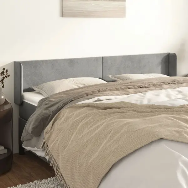 Gossi tablie de pat cu aripioare gri deschis 163x16x78/88 cm catifea