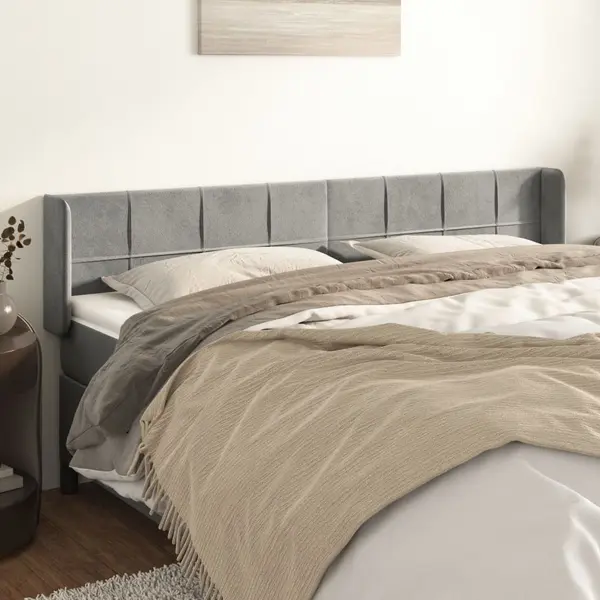 Gossi tablie de pat cu aripioare gri deschis 183x16x78/88 cm catifea