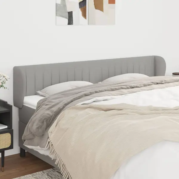 Gossi tablie de pat cu aripioare gri deschis 183x23x78/88 cm textil