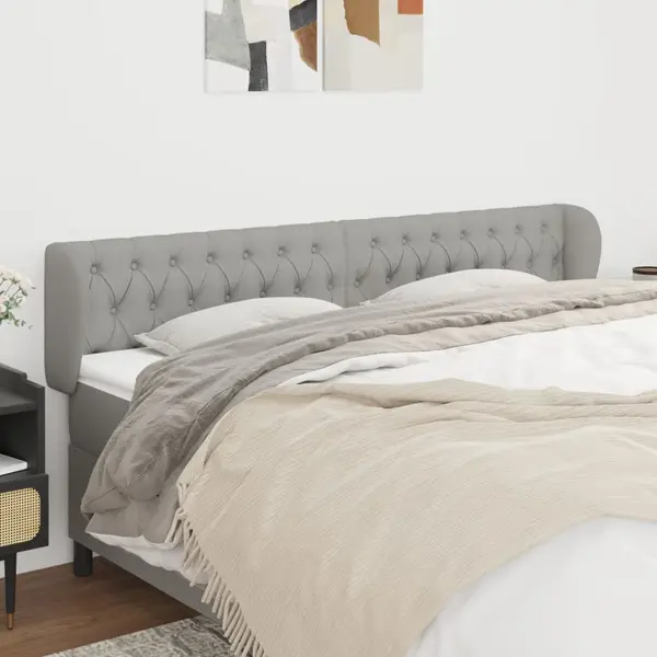 Gossi tablie de pat cu aripioare gri deschis 183x23x78/88 cm textil