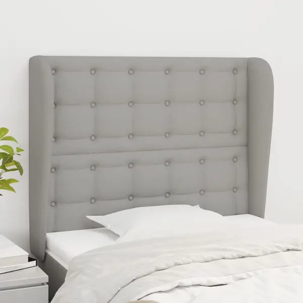 Gossi tablie de pat cu aripioare gri deschis 83x23x118/128 cm textil