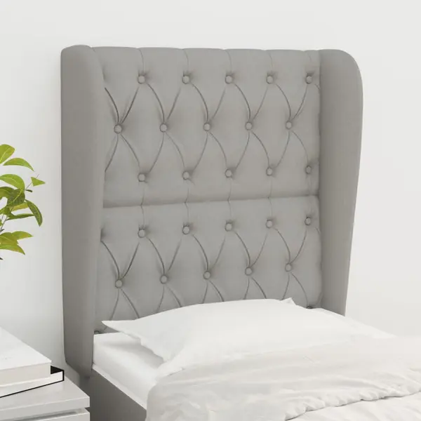 Gossi tablie de pat cu aripioare gri deschis 83x23x118/128 cm textil