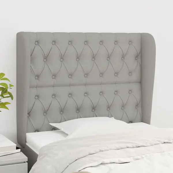 Gossi tablie de pat cu aripioare gri deschis 93x23x118/128 cm textil