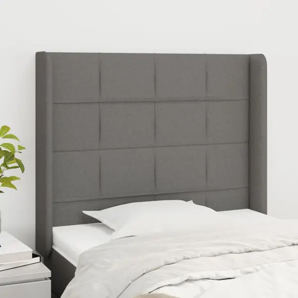 Gossi tablie de pat cu aripioare gri inchis 103x16x118/128 cm textil