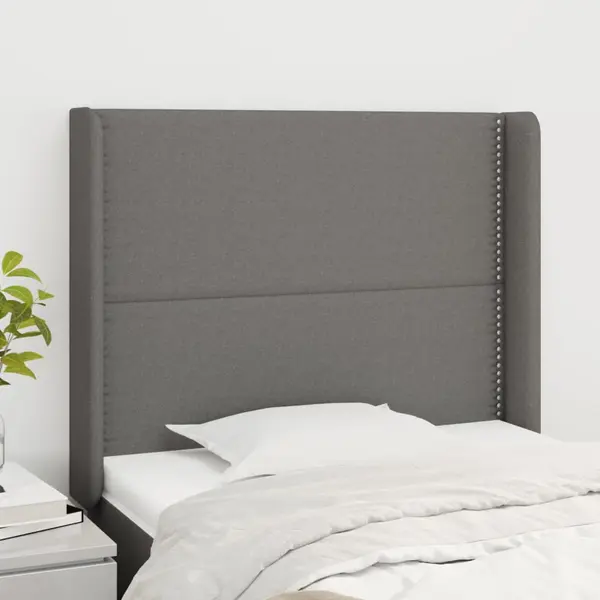 Gossi tablie de pat cu aripioare gri inchis 103x16x118/128 cm textil