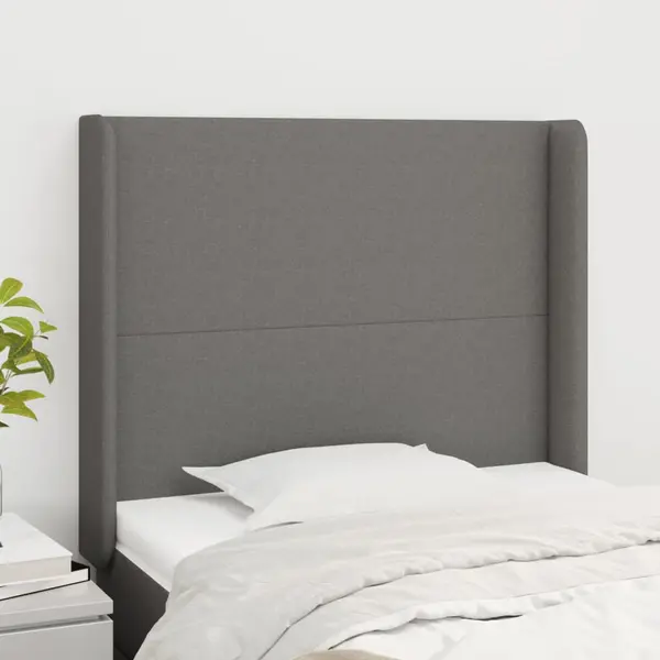 Gossi tablie de pat cu aripioare gri inchis 103x16x118/128 cm textil