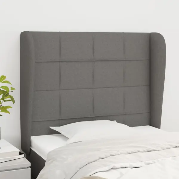 Gossi tablie de pat cu aripioare gri inchis 103x23x118/128 cm textil