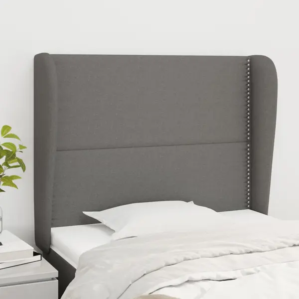 Gossi tablie de pat cu aripioare gri inchis 103x23x118/128 cm textil