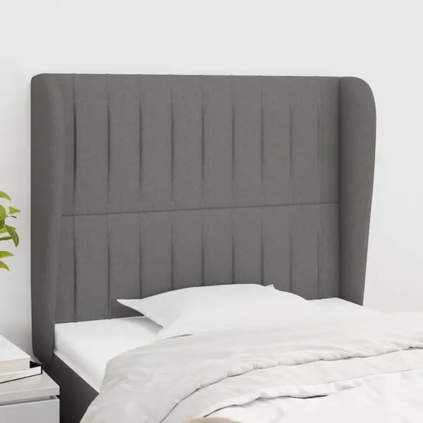 Gossi tablie de pat cu aripioare gri inchis 103x23x118/128 cm textil