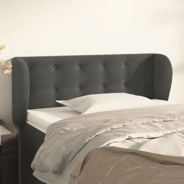 Gossi tablie de pat cu aripioare gri inchis 103x23x78/88 cm catifea