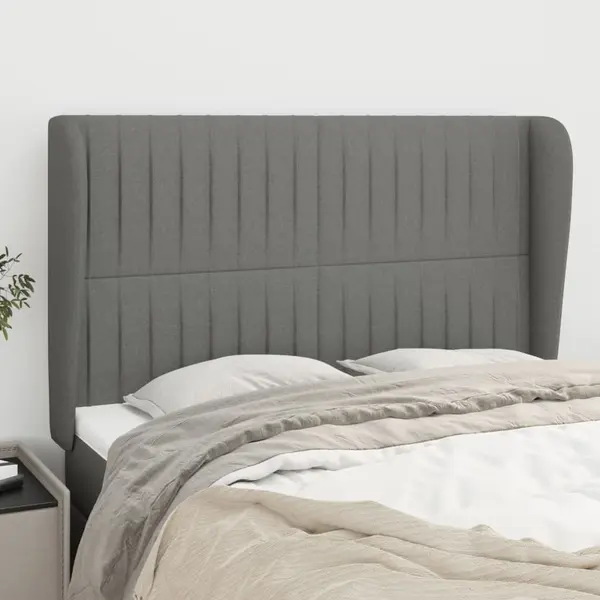 Gossi tablie de pat cu aripioare gri inchis 147x23x118/128 cm textil