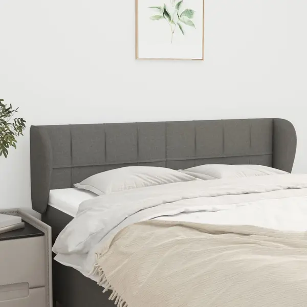 Gossi tablie de pat cu aripioare gri inchis 147x23x78/88 cm textil