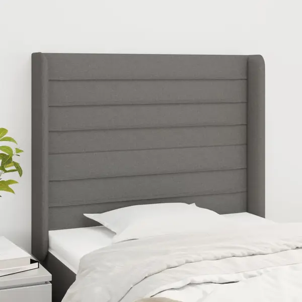 Gossi tablie de pat cu aripioare gri inchis 83x16x118/128 cm textil