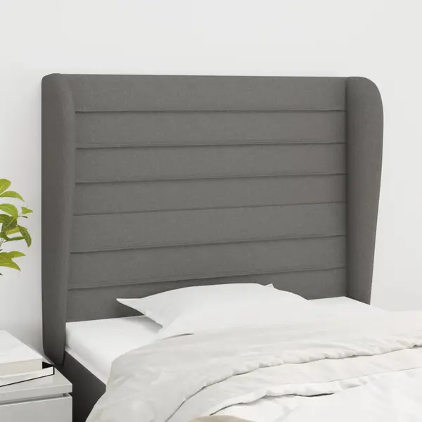 Gossi tablie de pat cu aripioare gri inchis 83x23x118/128 cm textil