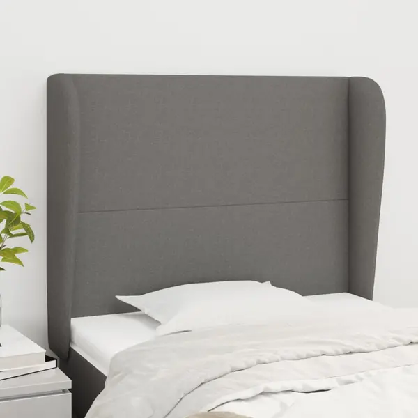 Gossi tablie de pat cu aripioare gri inchis 83x23x118/128 cm textil