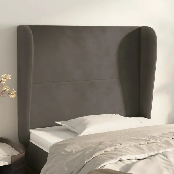 Gossi tablie de pat cu aripioare gri inchis 83x23x118/128 cm catifea