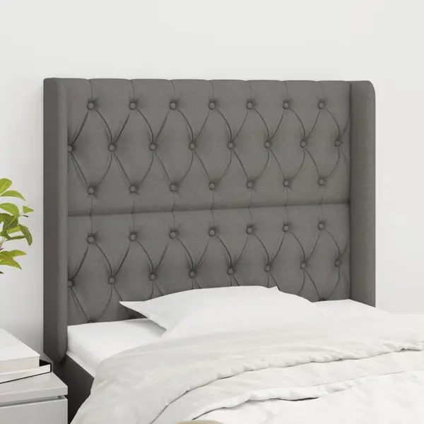 Gossi tablie de pat cu aripioare gri inchis 93x16x118/128 cm textil