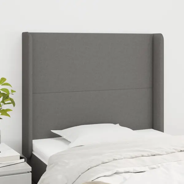 Gossi tablie de pat cu aripioare gri inchis 93x16x118/128 cm textil