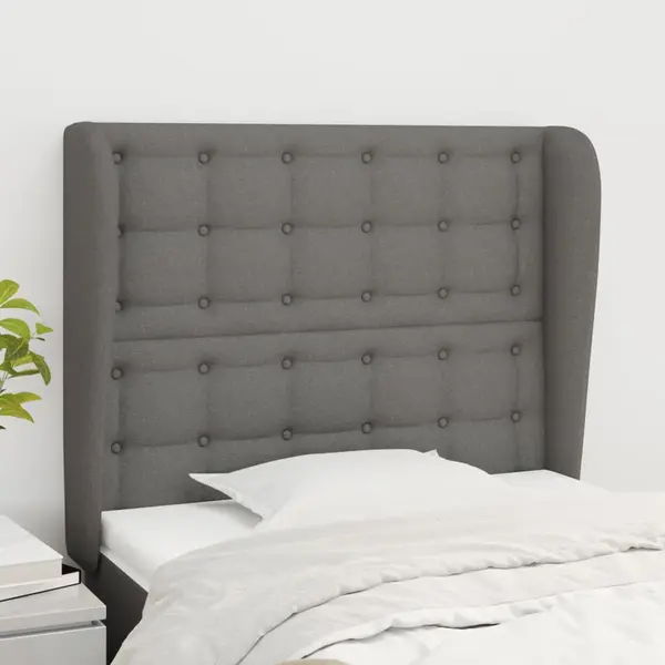 Gossi tablie de pat cu aripioare gri inchis 93x23x118/128 cm textil