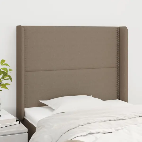 Gossi tablie de pat cu aripioare gri taupe 103x16x118/128 cm textil