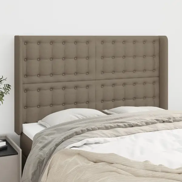 Gossi tablie de pat cu aripioare gri taupe 147x16x118/128 cm textil