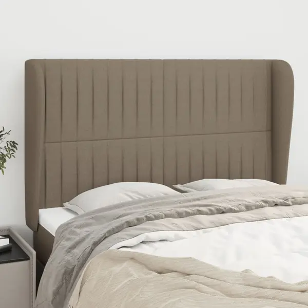Gossi tablie de pat cu aripioare gri taupe 147x23x118/128 cm textil