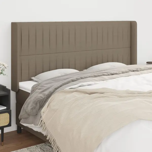 Gossi tablie de pat cu aripioare, gri taupe, 163x16x118/128cm, textil