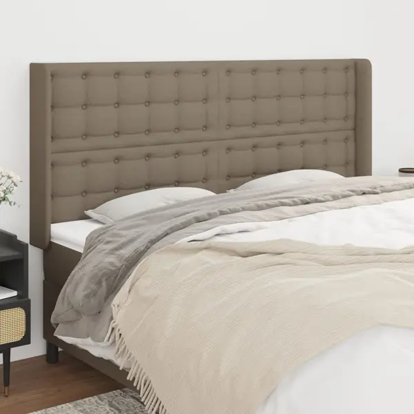 Gossi tablie de pat cu aripioare, gri taupe, 163x16x118/128cm, textil