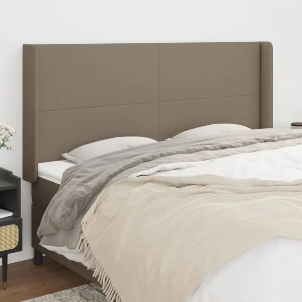 Gossi tablie de pat cu aripioare gri taupe 183x16x118/128 cm textil