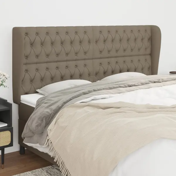 Gossi tablie de pat cu aripioare gri taupe 183x23x118/128 cm textil