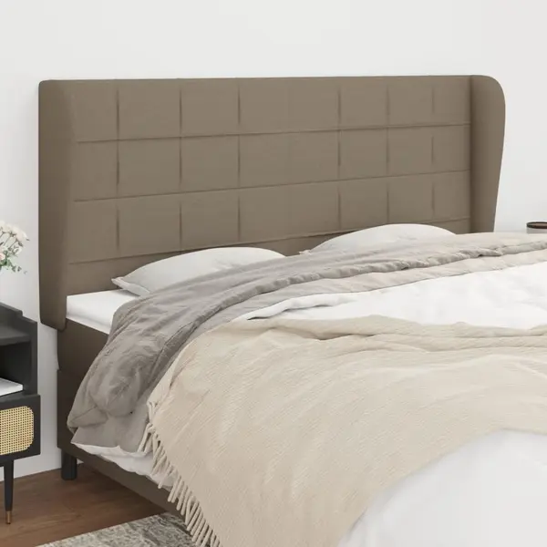 Gossi tablie de pat cu aripioare gri taupe 183x23x118/128 cm textil