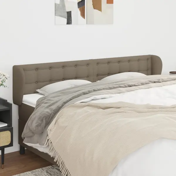 Gossi tablie de pat cu aripioare gri taupe 183x23x78/88 cm textil