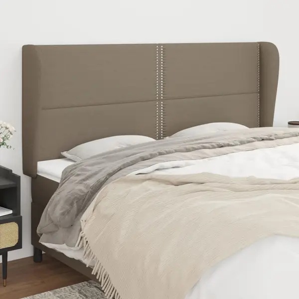 Gossi tablie de pat cu aripioare gri taupe 203x23x118/128 cm textil