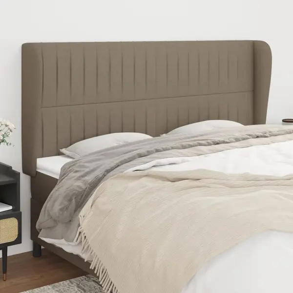 Gossi tablie de pat cu aripioare gri taupe 203x23x118/128 cm textil