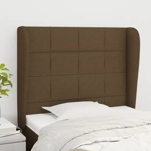 Gossi tablie de pat cu aripioare maro inchis 103x23x118/128 cm textil