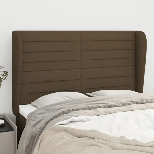 Gossi tablie de pat cu aripioare maro inchis 147x23x118/128 cm textil