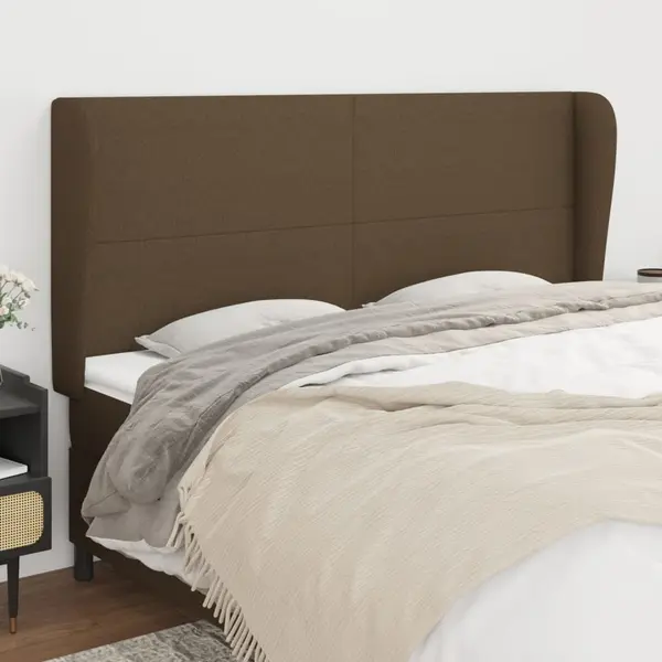 Gossi tablie de pat cu aripioare maro inchis 203x23x118/128 cm textil