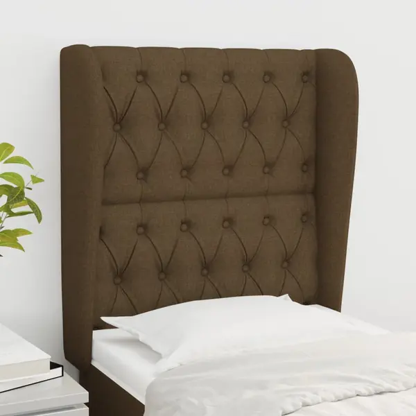 Gossi tablie de pat cu aripioare maro inchis 83x23x118/128 cm textil