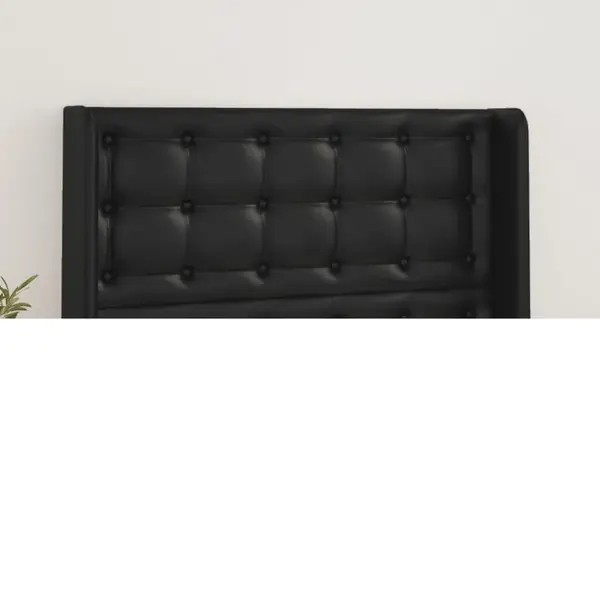 Gossi tablie de pat cu aripioare, negru, 103x16x118/128 cm, piele eco