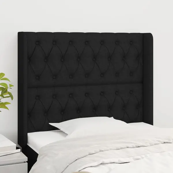 Gossi tablie de pat cu aripioare, negru, 103x16x118/128 cm, textil
