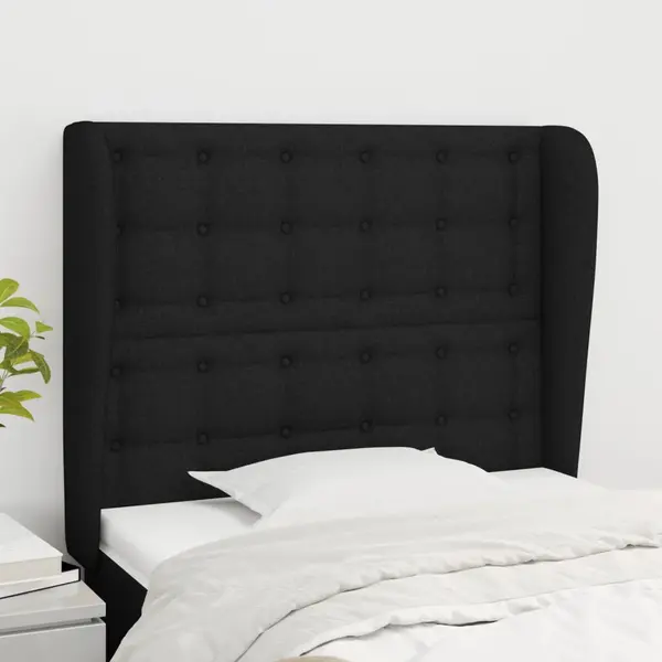 Gossi tablie de pat cu aripioare, negru, 103x23x118/128 cm, textil