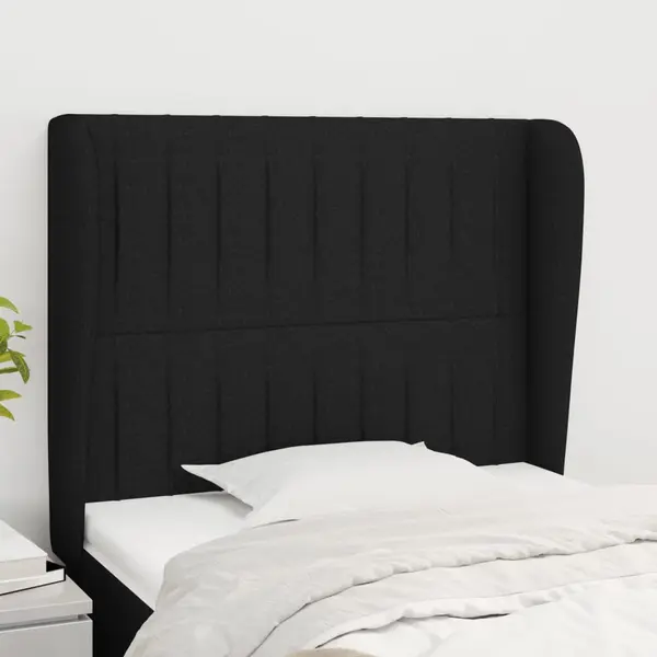 Gossi tablie de pat cu aripioare, negru, 103x23x118/128 cm, textil