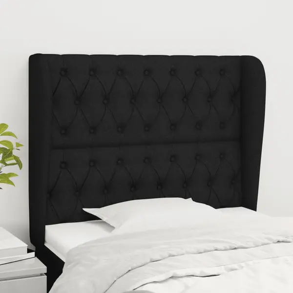 Gossi tablie de pat cu aripioare, negru, 103x23x118/128 cm, textil