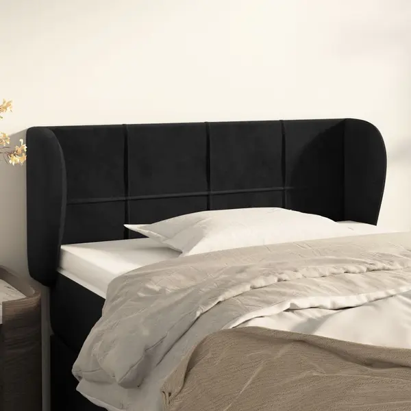Gossi tablie de pat cu aripioare negru 103x23x78/88 cm catifea