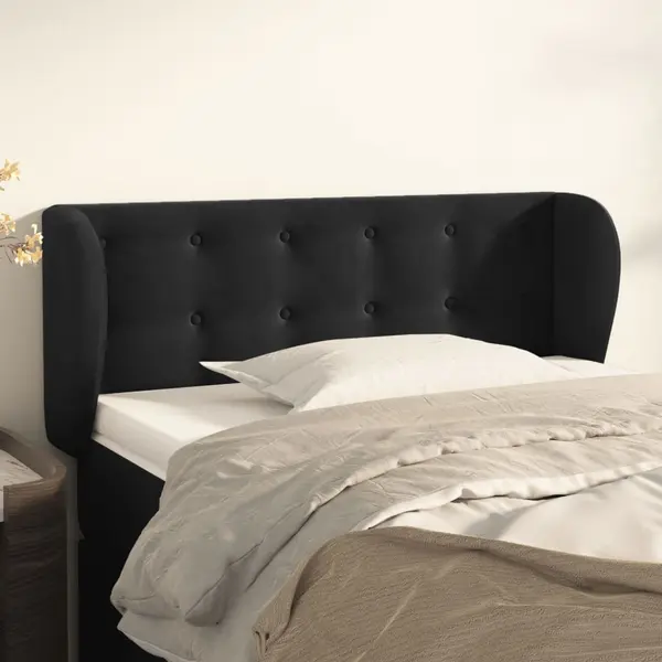 Gossi tablie de pat cu aripioare negru 103x23x78/88 cm catifea