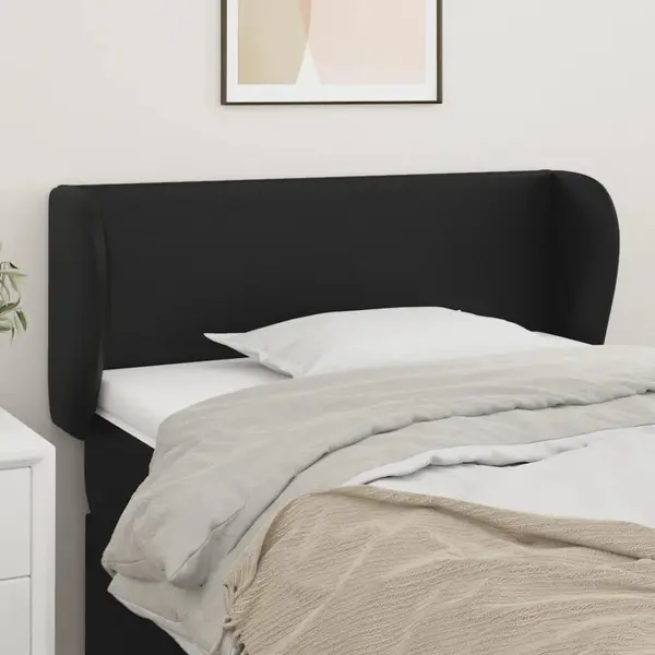 Gossi tablie de pat cu aripioare negru 103x23x78/88cm piele ecologica