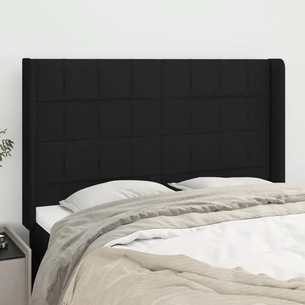 Gossi tablie de pat cu aripioare, negru, 147x16x118/128 cm, textil