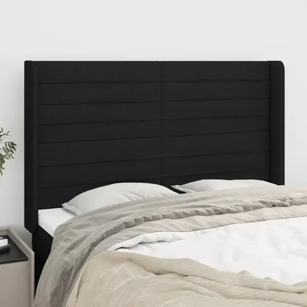 Gossi tablie de pat cu aripioare, negru, 147x16x118/128 cm, textil
