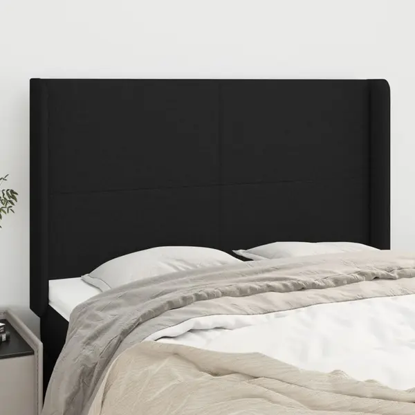 Gossi tablie de pat cu aripioare, negru, 147x16x118/128 cm, textil