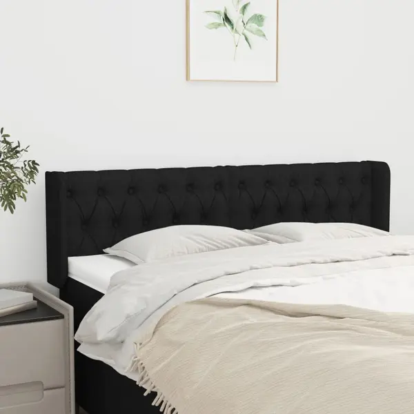 Gossi tablie de pat cu aripioare negru 147x16x78/88 cm textil